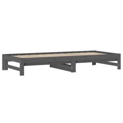Lit coulissant sans matelas gris 2x(90x200) cm 
