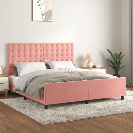 Cadre de lit sans matelas rose 160x200 cm velours 