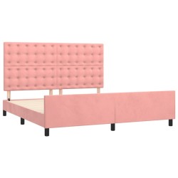 Cadre de lit sans matelas rose 160x200 cm velours 