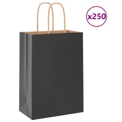 Sacs en papier 250 pcs avec poignées noir 15x8x21 cm 
