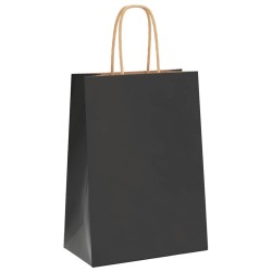 Sacs en papier 250 pcs avec poignées noir 15x8x21 cm 