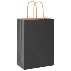 Sacs en papier 250 pcs avec poignées noir 15x8x21 cm 