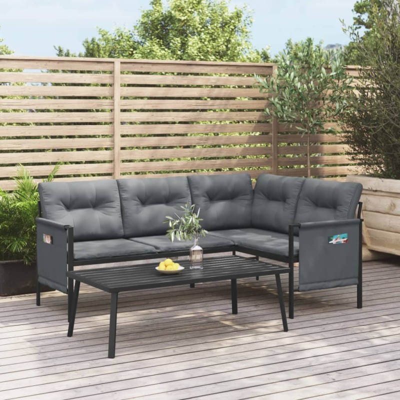 Salon de jardin 2 pcs anthracite acier 