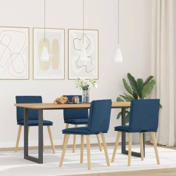 Chaises à manger lot de 4 bleu tissu 