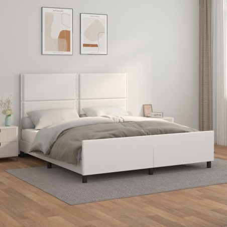 Cadre de lit sans matelas blanc 160x200 cm similicuir 
