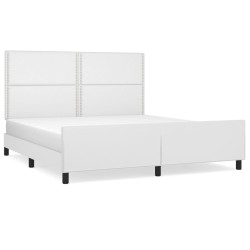 Cadre de lit sans matelas blanc 160x200 cm similicuir 