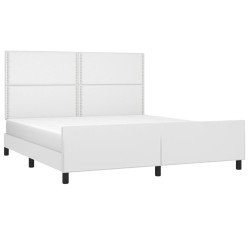 Cadre de lit sans matelas blanc 160x200 cm similicuir 