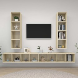 Meubles TV muraux 4 pcs Chêne sonoma Bois d'ingénierie 