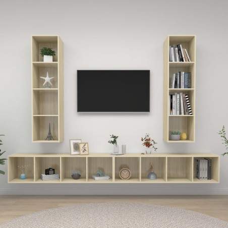 Meubles TV muraux 4 pcs Chêne sonoma Bois d'ingénierie 