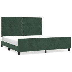 Cadre de lit sans matelas vert foncé velours 