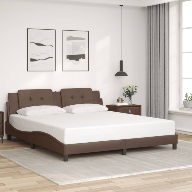 Cadre de lit sans matelas marron 180x200 cm similicuir 