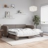 Lit de jour avec lit gigogne taupe 100x200 cm tissu 