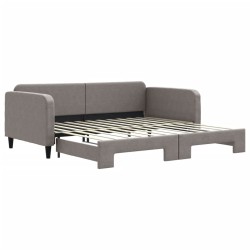 Lit de jour avec lit gigogne taupe 100x200 cm tissu 