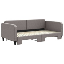Lit de jour avec lit gigogne taupe 100x200 cm tissu 
