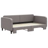 Lit de jour avec lit gigogne taupe 100x200 cm tissu 