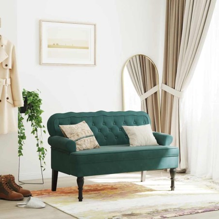 Banc avec dossier vert foncé 119,5x64,5x75 cm velours 