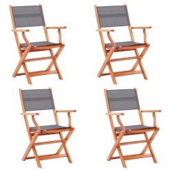 Chaises pliables de jardin lot de 4 Gris Eucalyptus textilène 