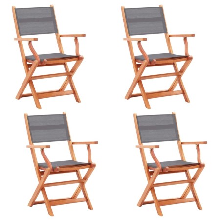 Chaises pliables de jardin lot de 4 Gris Eucalyptus textilène 