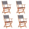 Chaises pliables de jardin lot de 4 Gris Eucalyptus textilène 
