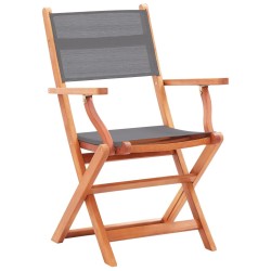 Chaises pliables de jardin lot de 4 Gris Eucalyptus textilène 