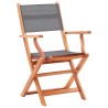 Chaises pliables de jardin lot de 4 Gris Eucalyptus textilène 
