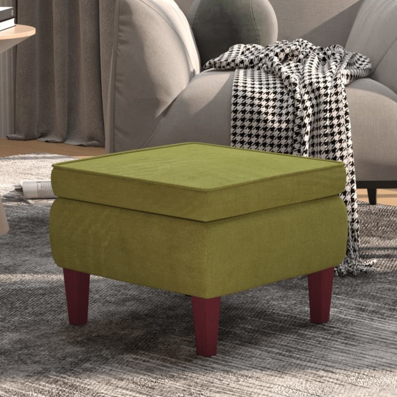 Tabouret avec pieds en bois Vert clair Velours 