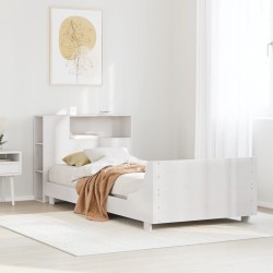 Cadre de lit sans matelas blanc 75x190 cm bois de pin massif 