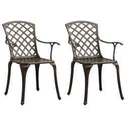 Chaises de jardin lot de 2 Aluminium coulé Bronze 