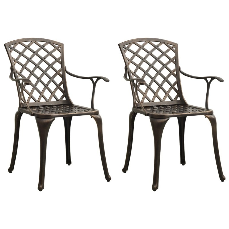 Chaises de jardin lot de 2 Aluminium coulé Bronze Chaises de jardin lot de 2 Aluminium coulé Bronze
