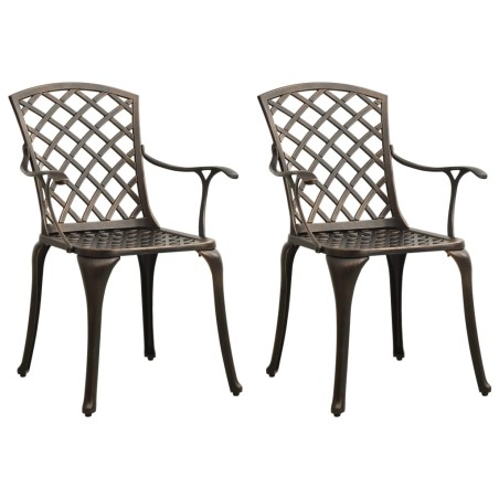 Chaises de jardin lot de 2 Aluminium coulé Bronze 
