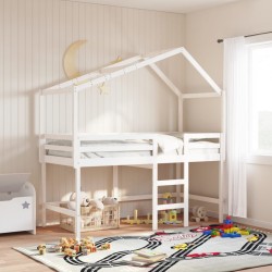 Lit superposé avec échelle et toit sans matelas blanc 80x200 cm 