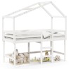 Lit superposé avec échelle et toit sans matelas blanc 80x200 cm 