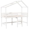 Lit superposé avec échelle et toit sans matelas blanc 80x200 cm 