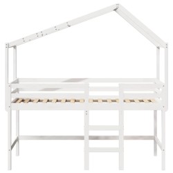 Lit superposé avec échelle et toit sans matelas blanc 80x200 cm 