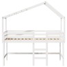 Lit superposé avec échelle et toit sans matelas blanc 80x200 cm 