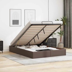 Cadre de lit ottoman sans matelas marron 140x200 cm similicuir 
