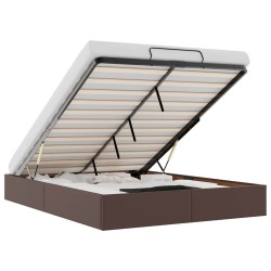 Cadre de lit ottoman sans matelas marron 140x200 cm similicuir 