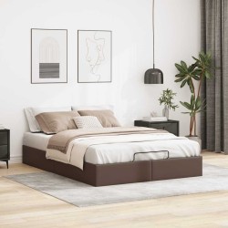 Cadre de lit ottoman sans matelas marron 140x200 cm similicuir 