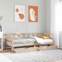 Lit de jour avec tiroirs sans matelas 90x190 cm bois massif 