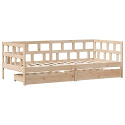 Lit de jour avec tiroirs sans matelas 90x190 cm bois massif 