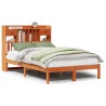 Lit bibliothèque sans matelas cire marron 120x190cm pin massif 