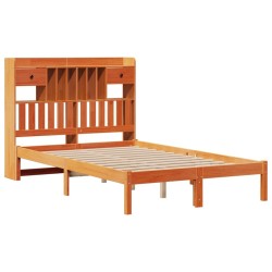 Lit bibliothèque sans matelas cire marron 120x190cm pin massif 