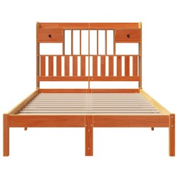 Lit bibliothèque sans matelas cire marron 120x190cm pin massif 