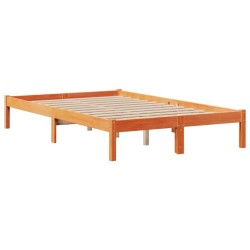 Lit bibliothèque sans matelas cire marron 120x190cm pin massif 