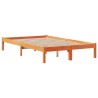 Lit bibliothèque sans matelas cire marron 120x190cm pin massif 