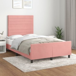 Cadre de lit sans matelas rose 120x190 cm velours 