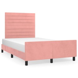 Cadre de lit sans matelas rose 120x190 cm velours 