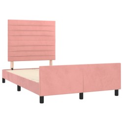 Cadre de lit sans matelas rose 120x190 cm velours 