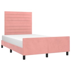 Cadre de lit sans matelas rose 120x190 cm velours 