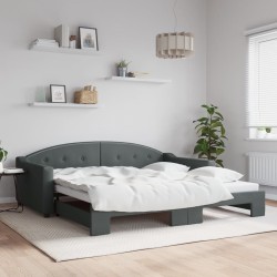 Lit de jour avec gigogne sans matelas gris foncé 100x200 cm 
